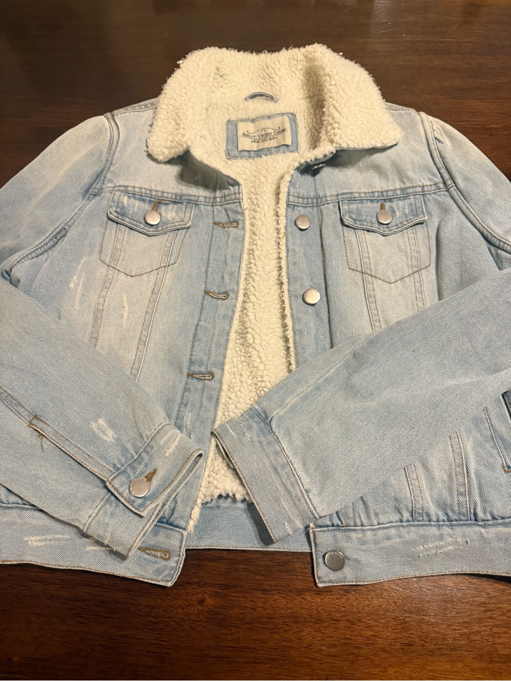 Light Blue Sherpa-Lined Jean Jacket - Women